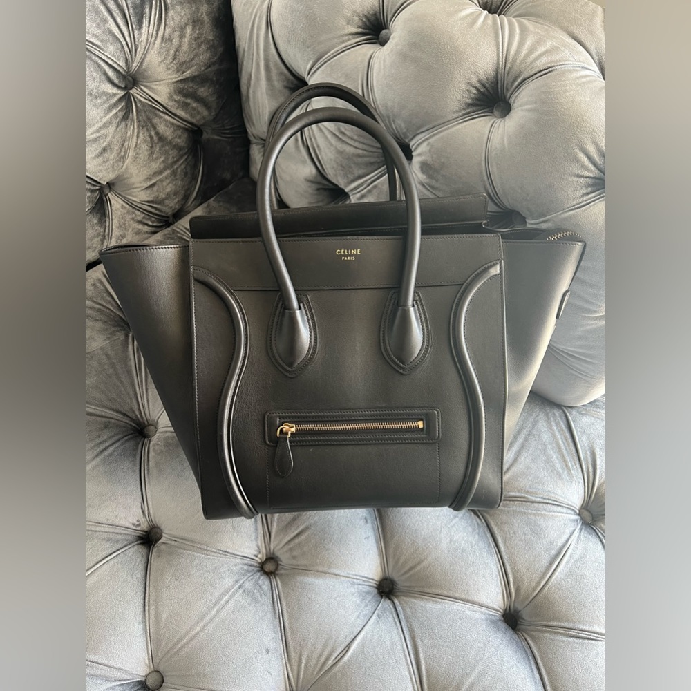 Celine Mini Luggage Handbag Black Smooth Calfskin